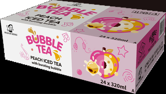Süßes Taiwan genießen - Pfirsichblase Milchtee in Dosen mit sprunghaftem Boba - ein lustiger und geschmackvoller Getränk