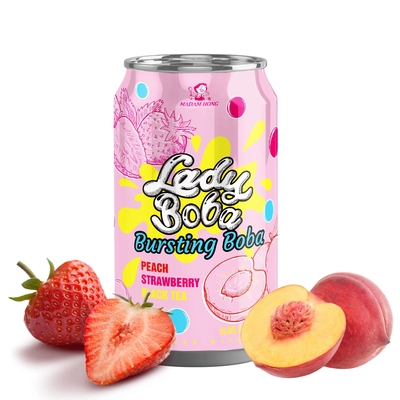 Pfirsich- und Erdbeerplatten-Boba-Tee-Blasenprodukt - 320 ml - Großhandel mit Boba-Tee und Bubble-Tee-Produkten