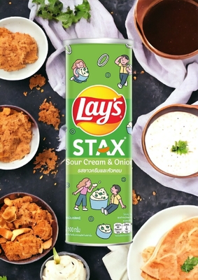 Stack Up Geschmack mit Lay's Stax Sauercreme &amp; Zwiebel - 100g - Großhandel asiatischer Snack
