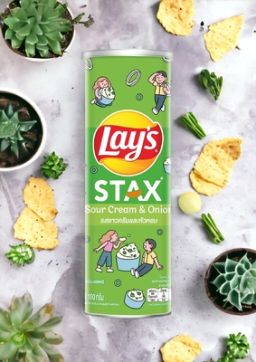 Stack Up Geschmack mit Lay's Stax Sauercreme &amp; Zwiebel - 100g - Großhandel asiatischer Snack