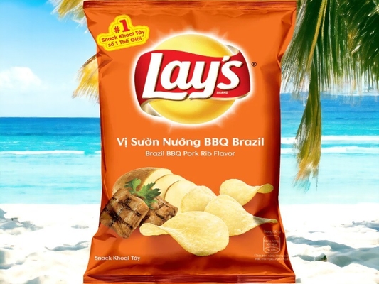 Lay's Brasilien BBQ Schweinefleisch Rippen Geschmack Chips - Massenpackung von 40 Packungen (je 90g) für Groß- und Einzelhandel