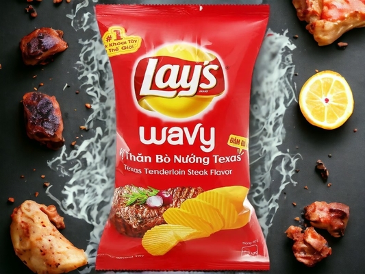 Großhandelskase mit Lay's Wavy Chips, Manhattan Steak Flavor - 100 x 58g Verpackungen für Einzelhandel und Großhandel