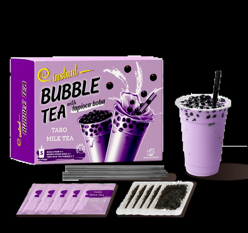 Premium-Versorgung - Bubble-Tee-Kit boba-Tee-Kit 5 Portionen - Taro Milch-Tee-Set. Milch-Tee-Set.