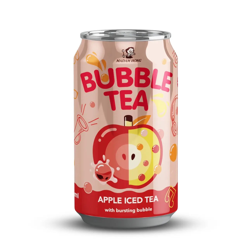Erleben Sie den Apfel-Lickigen Twist von Taiwan Apfelblase Milch Tee in Dosen Getränk mit platzendem Boba - ein Spaß und Geschmack