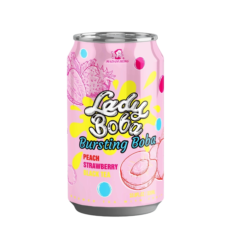 Pfirsich- und Erdbeerplatten-Boba-Tee-Blasenprodukt - 320 ml - Großhandel mit Boba-Tee und Bubble-Tee-Produkten